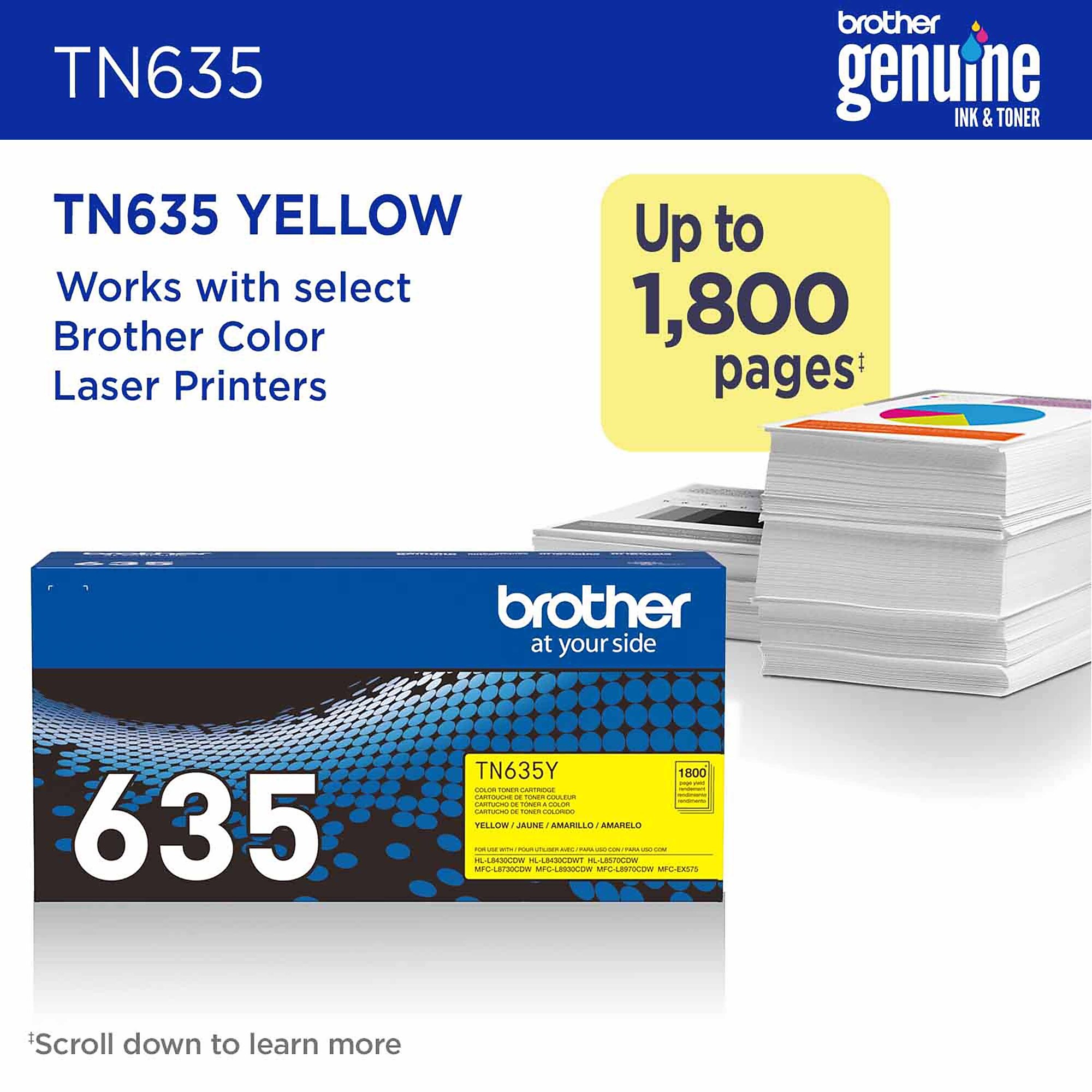 Brother TN635 Standard Yield Yellow Toner Cartridge (TN635Y) Sansujyuku sansujyuku.com