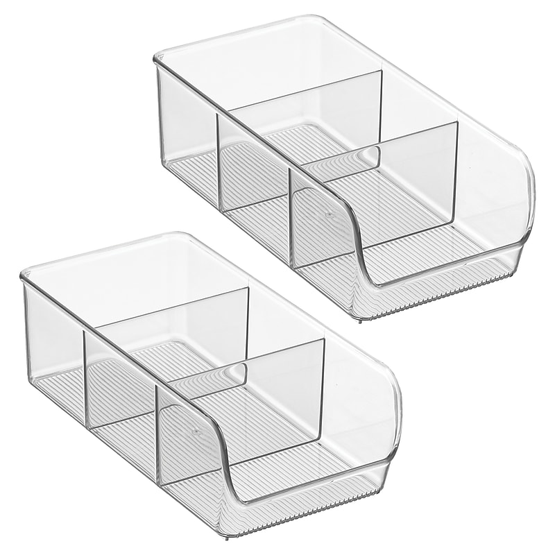 iDESIGN Small Stackable Plastic Storage Bin With Divider, Clear (28312M2) image 1