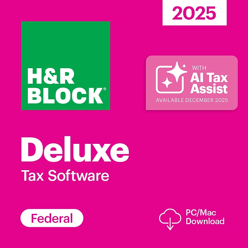 H&R Block Tax Software Deluxe 2025 for 1 User,  Win/Mac, Download (HRB641800V016) image 1