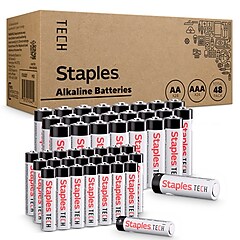 Staples TECH AAA/AA Alkaline Battery, 48 Pack (ST63257-CC) | Staples