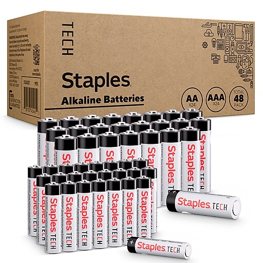 Staples TECH AAA/AA Alkaline Battery, 48 Pack (ST63257-CC) | Staples