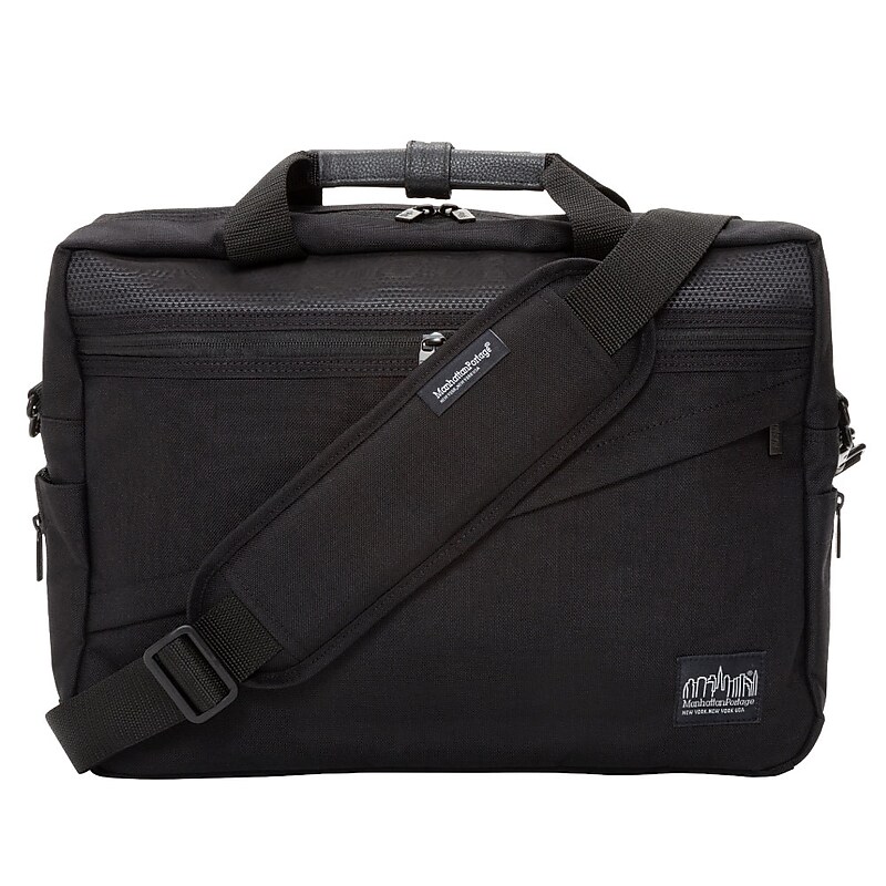 Manhattan Portage Second Avenue Fabric Water-Resistant Briefcase, Black (1741-BL BLK) image 1
