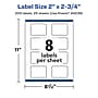 Avery Laser/Inkjet Rectangle Multipurpose Labels, 2" x 2.75", White, 200 Labels/Pack (94236)~#|#~4DC94C7F-40A0-47D1-83687EF52A31456C_sc7