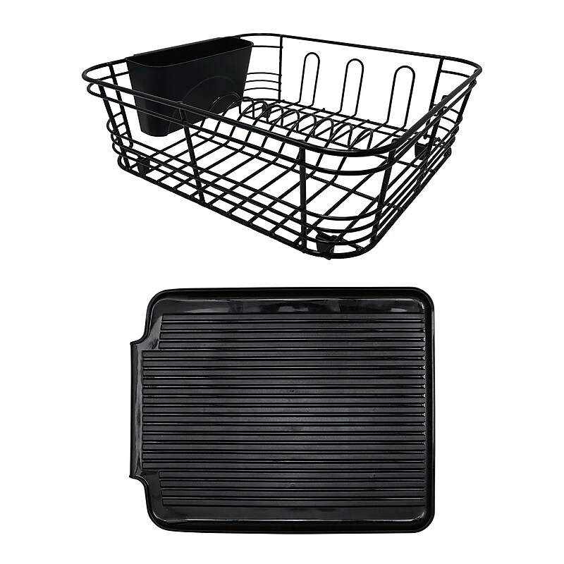 Better Houseware 2-Piece Dish Drainer with Drain Board, Black (KITBTHST2) image 1