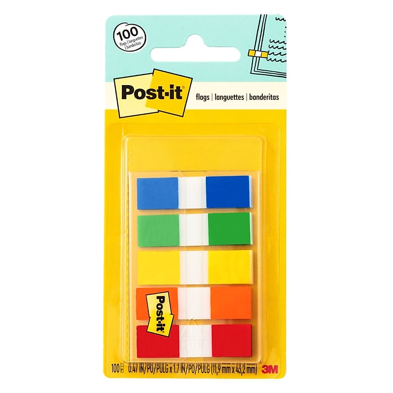 Post-it Flags, .47", Assorted Colors, 100 Flags/Pack (683-5CF) image 1