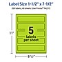 Avery Printable Rectangle Multipurpose Labels, 1.5" x 7.5", Bright Green, 200/Pack (94231)~#|#~4DD5D1C3-0AF7-41C4-84D21734932DE350_sc7