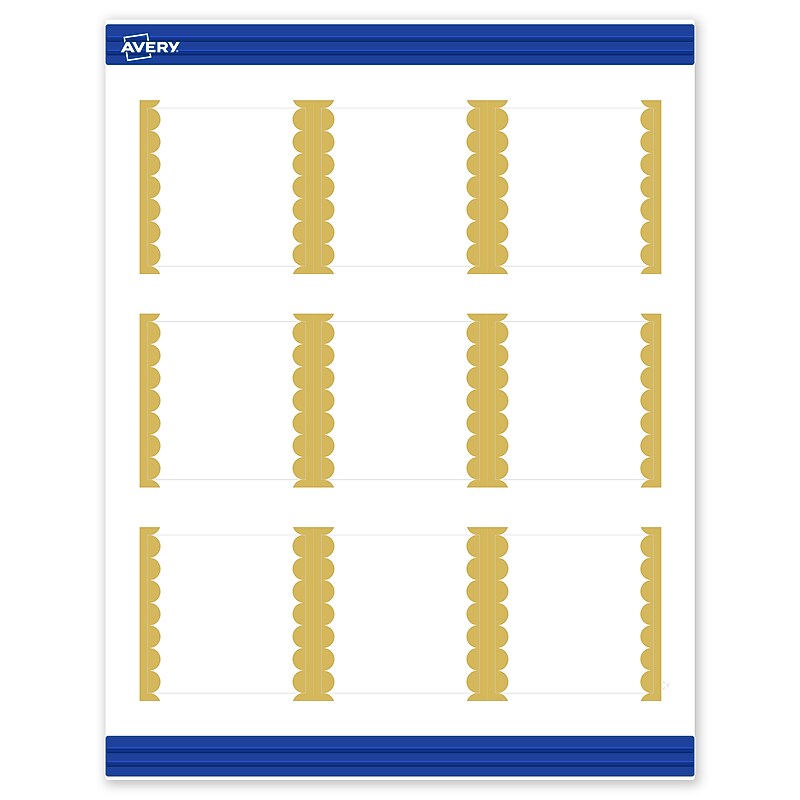 Avery Pre-Printed Gold Edge Dots Design Matte Blank Card, White, 90/Pack (S00-DK6) image 1