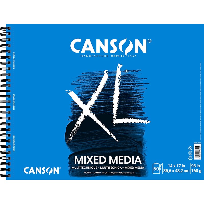Canson XL Series 17" x 14" Wire Bound Mixed Media Sketch Pad, 60 Sheets/Pad (MCXC10051093003) image 1