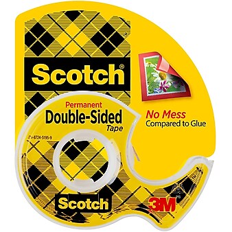 Scotch Permanent Double Sided Tape with Dispenser, 1/2" x 250" (136)