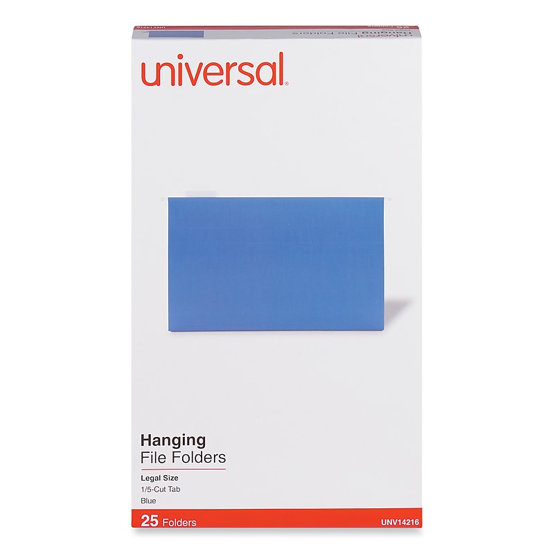 Universal Recycled Hanging File Folder, Legal Size, Blue, 25/Box (UNV14216) image 1