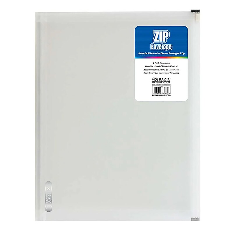 Bazic Plastic Zip Document Envelope, Clear, 12/Bundle (BAZ3187-12) image 1