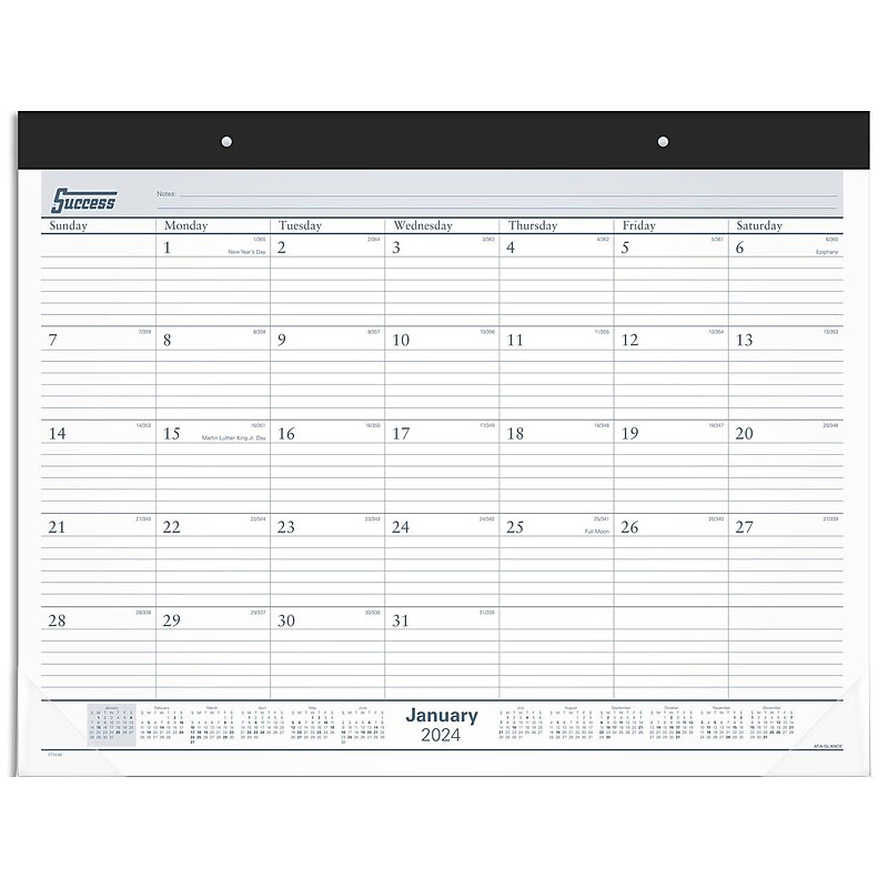 2024 AT-A-GLANCE Success 21.75" x 17" Monthly Desk Pad Calendar, White (ST24-00-24) image 1