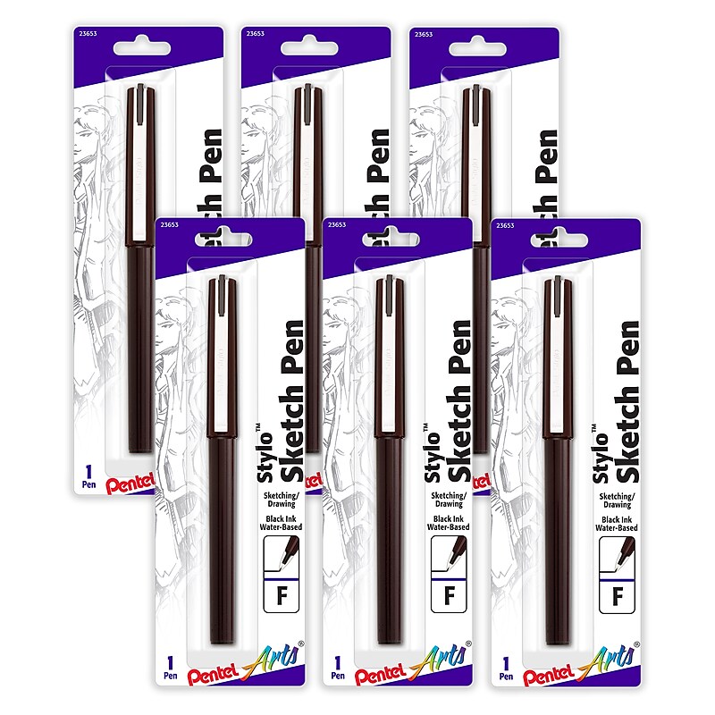 Pentel Stylo, Black Ink, 6/Bundle (PTAJM20BPAE-6) image 1