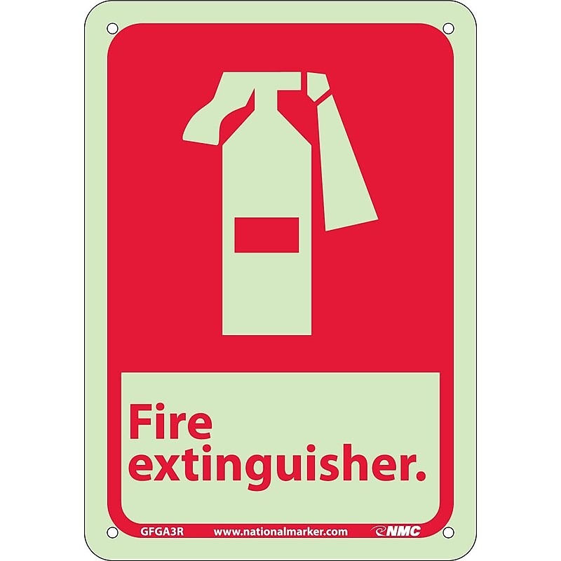 Notice Signs; Fire, Fire Extinguisher, 10X7, Rigid Plasticglow image 1