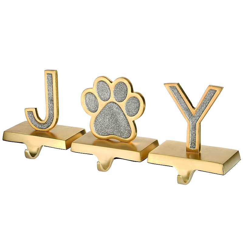 National Tree Company 5" Silver Sparkle JOY Stocking Holders, 3-Pieces (MO57-MAE20217-1) image 1