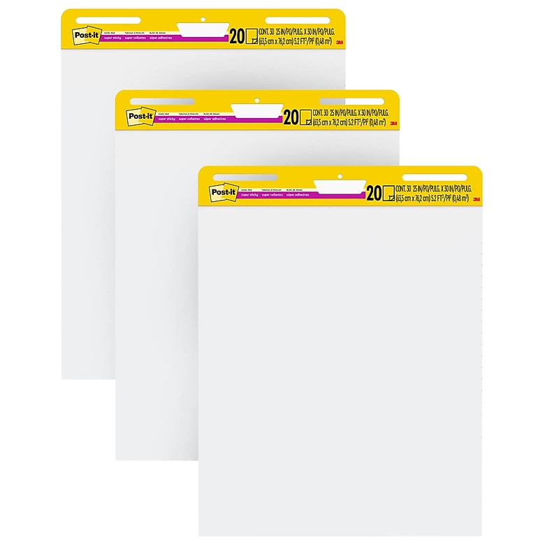 Post-it Super Sticky Wall Easel Pad, 25" x 30", 20 Sheets/Pad, 3 Pads/Pack (559 VAD20 3PK) image 1