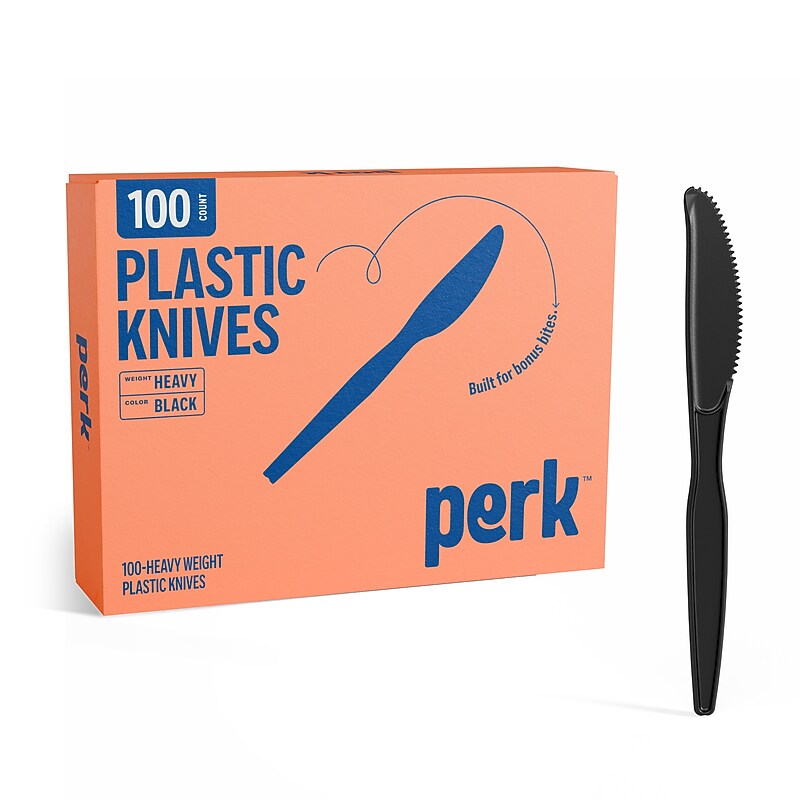 Perk™ Polystyrene Knife, Heavy-Weight, Black, 100/Pack (PK56393) image 1