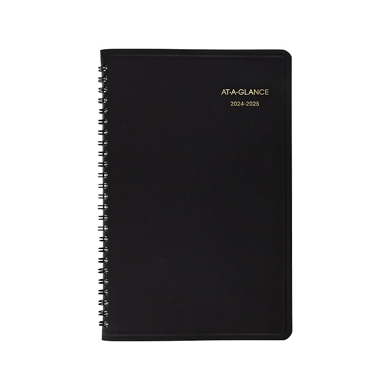 2024-2025 AT-A-GLANCE 5" x 8" Weekly Appointment Book, Faux Leather Cover, Black (70-101-05-25) image 1