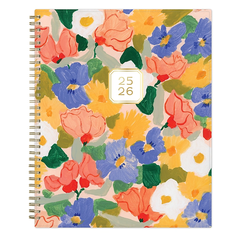 2025-2026 Blue Sky Joyful Bouquet 8.5" x 11" Academic Year Weekly & Monthly Planner, Plastic Cover, Multicolored (151981) image 1