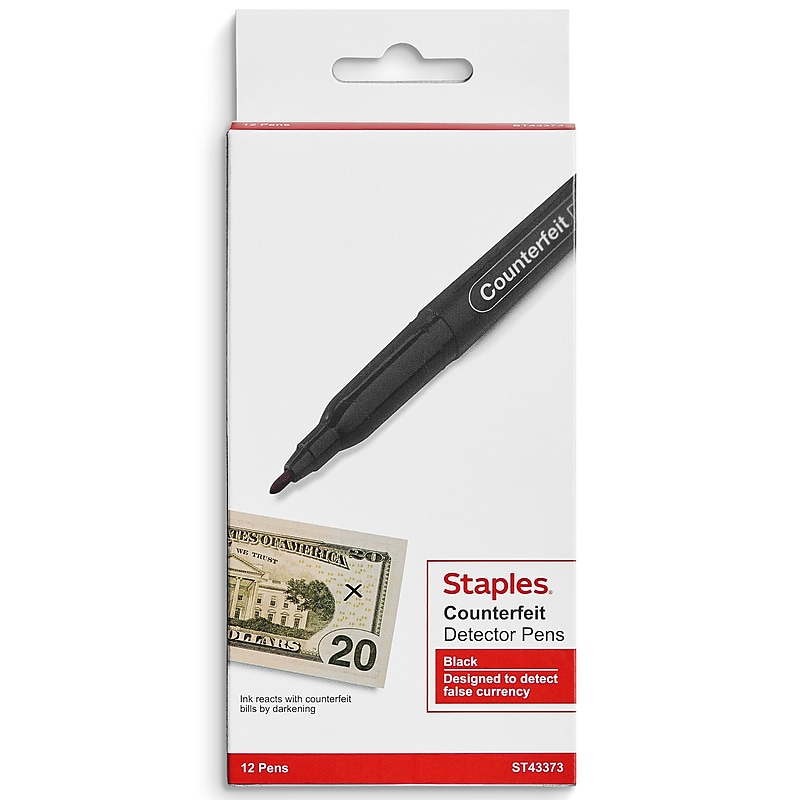 Staples® Counterfeit Pens, Black, 12/Pack (ST43373-CC) image 1