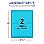 Avery Laser/Inkjet Multipurpose Labels, 8.125"  x 5", Bright Blue, 20/Pack (94259)~#|#~4E198876-9C98-41FC-9BB4ED3456491920_sc7
