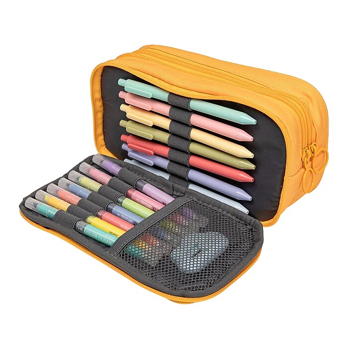 Zipit Half Half Pencil Case Yellow HNHPL 3 Staples