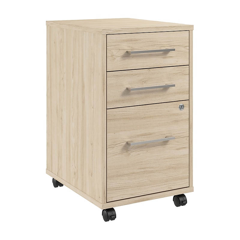 Bush Business Furniture Hustle 3 Drawer Mobile File Cabinet, Natural Elm (HUF116NE) image 1