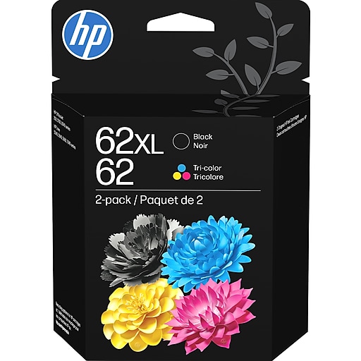 HP 62XL/62 Black High Yield and Tri-Color Standard Yield Ink