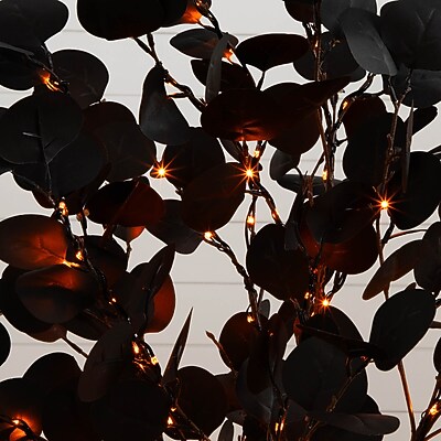 Nearly Natural Pre-Lit Artificial Halloween Black Eucalyptus Tree - Thumbnail 2