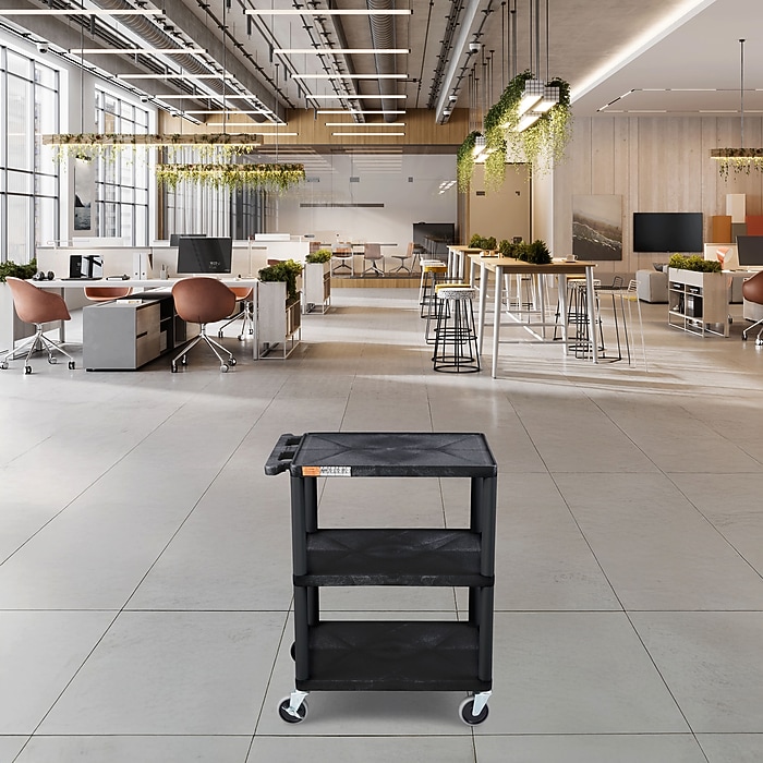 Luxor ENDURA 3-Shelf Utility Cart, Black (HE34-B) | Staples