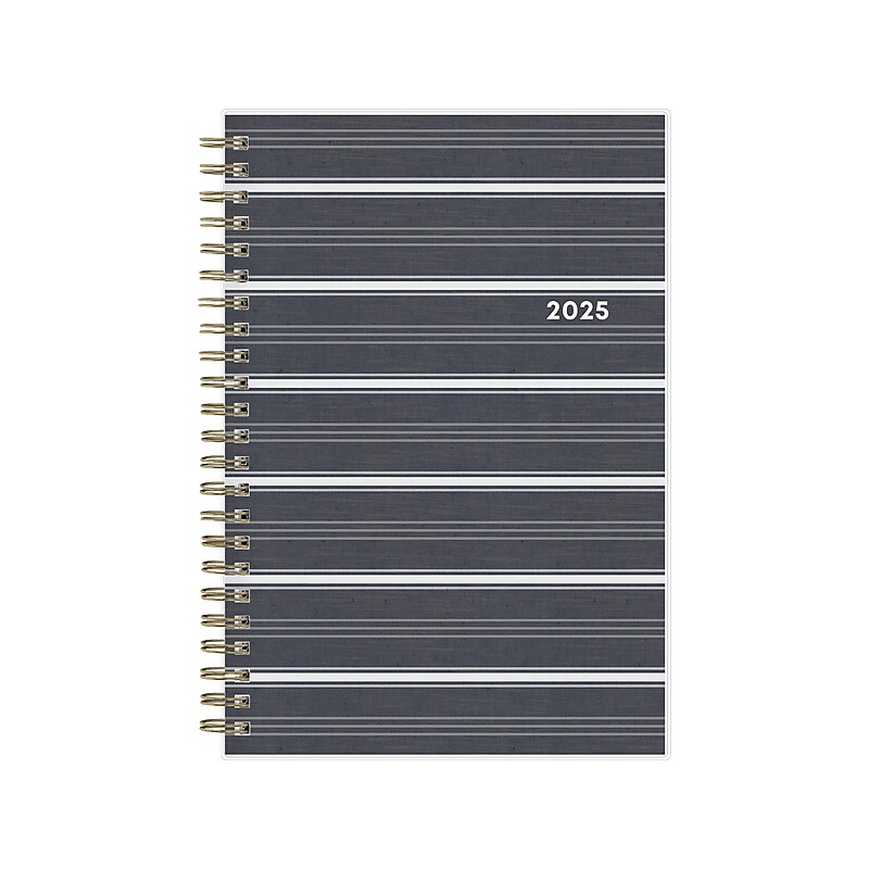 2025 Blue Sky Hadley 5" x 8" Weekly & Monthly Planner, Plastic Cover, Gray/White (150782) image 1