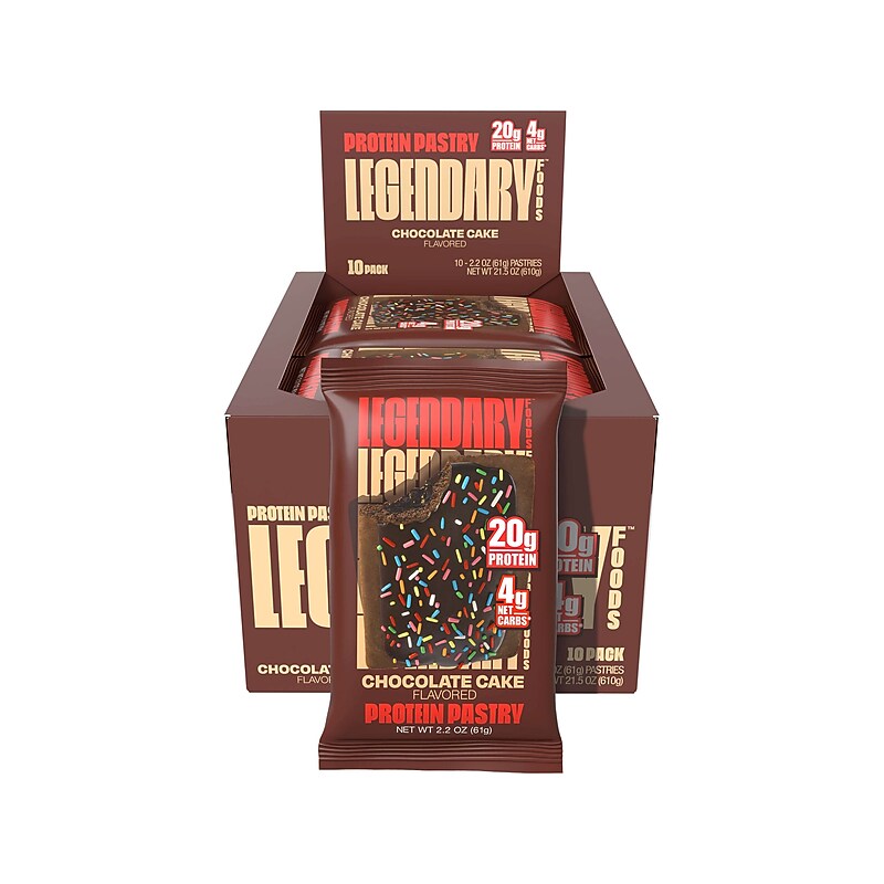 Legendary Foods Chocolate Cake Protein Pastry, 2.2 oz., 10/Box (10086) image 1