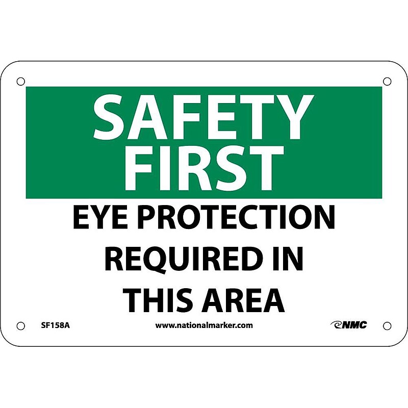 Notice Signs; Safety First, Eye Protection Required In This Area, 7X10, .040 Aluminum image 1