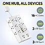 Overtime OS70 22-in-1 Multi-Port 16-Outlet 3 USB-A 3 USB-C Ports Power Strip, White (OADOS70)~#|#~4E64B79E-2160-40F2-8E20736A6087B3BC_sc7