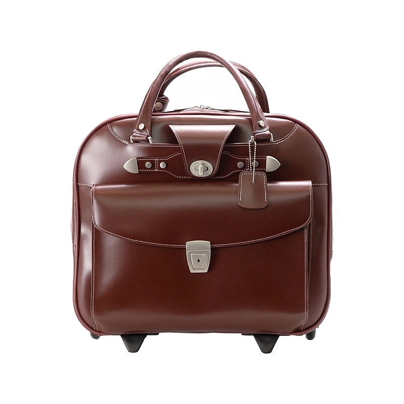 McKlein DENALI 15" Leather Rolling Laptop Bag, Red (99706) image 1