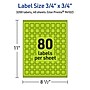 Avery Laser/Inkjet Multipurpose Square Labels, 0.75" x 0.75", Bright Green, 3200/Pack (94102)~#|#~4E6DDC62-97D5-4A48-89385E501853B8BE_sc7
