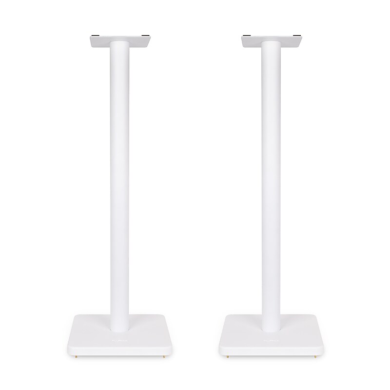 Fluance Floor Speaker Stands with Cable Management, Square Base, White, 2/Pair image 1