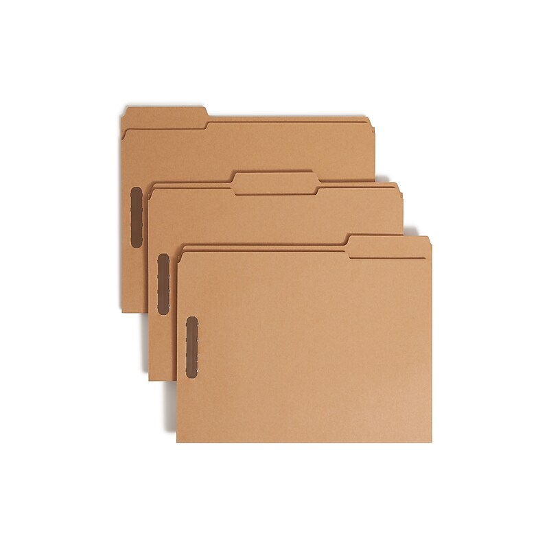 Smead Fastener File Folders, 2 Fasteners, Reinforced 1/3-Cut Tab, Letter Size, Kraft, 50/Box (14837) image 1