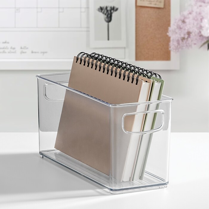 iDESIGN Small Stackable Plastic Storage Bin with Handles, 5