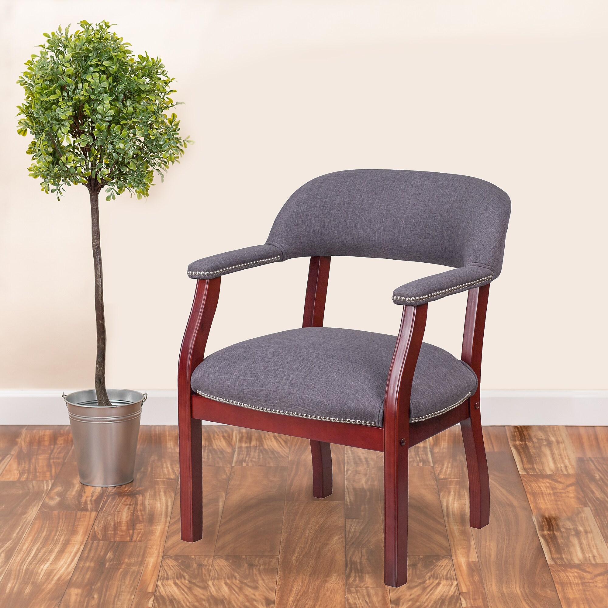 Flash Furniture Fabric Luxurious Conference Chair with Silver Trim Nails, Gray (BZ105GY) Sansujyuku sansujyuku.com