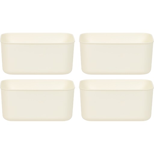 Iris Open Lid Storage Bin, OffWhite, 4/Pack (552111) Staples