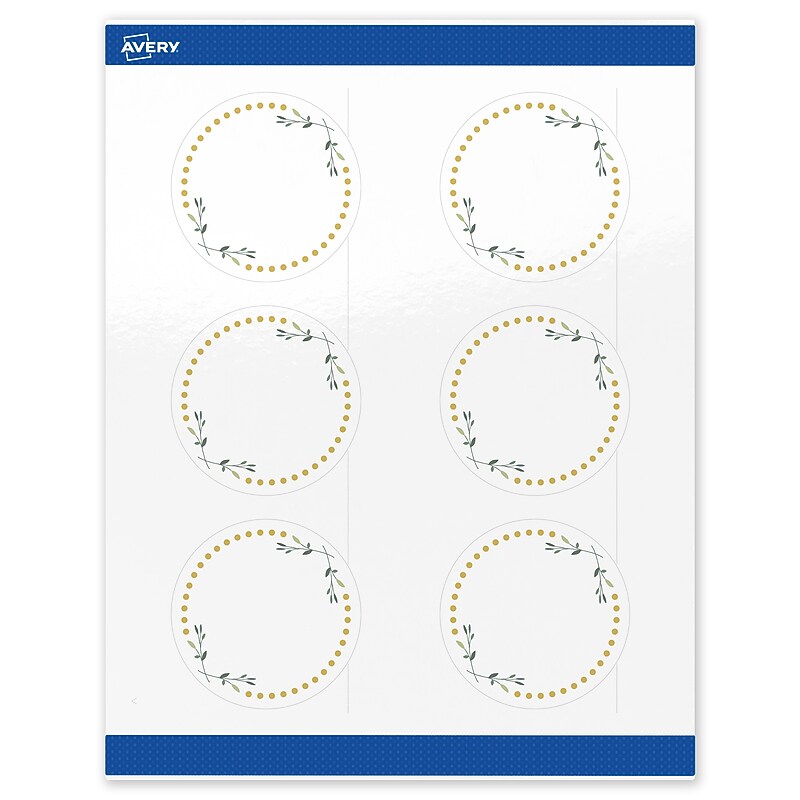 Avery Laser/Inkjet Circle Multipurpose Labels, 3" Dia., White, 60/Pack (S00-DN4) image 1