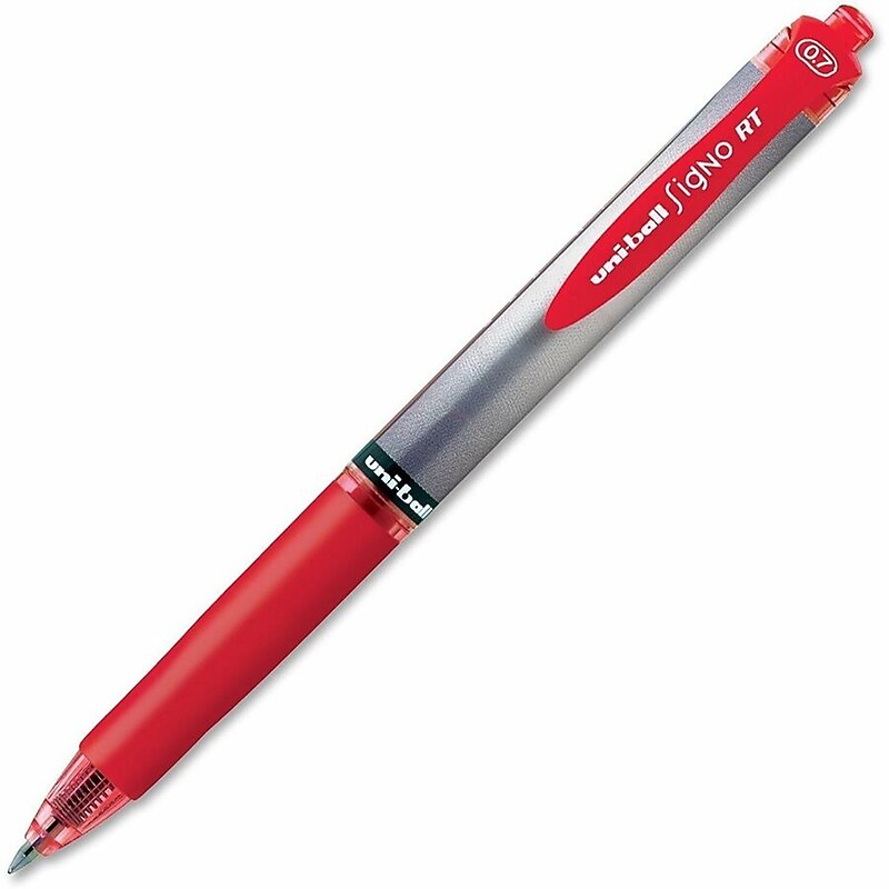 Uni-ball Signo RT Retractable Gel Pen, Medium Point, 0.7 mm, Red Ink, Dozen (UBC65942) image 1