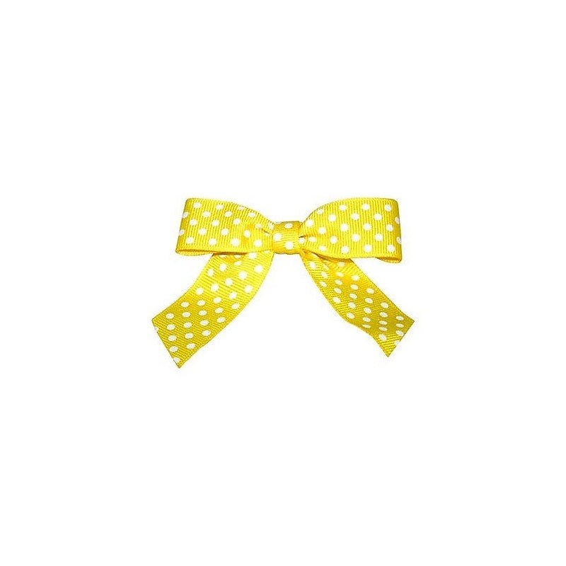 JAM Paper Grosgrain Bows, Yellow with White Polka Dots, 100/Pack (52640349351) image 1