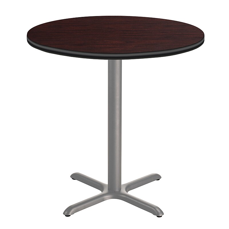 NPS CT Series 36" Round 36" Height Cafe Table, X Base, Grey Frame/Mahogany Top (CTG13636XCPBTMMY) image 1