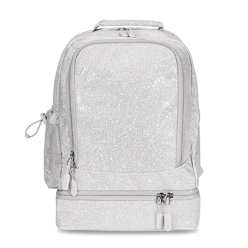 bentgo 2-in-1 Kids Laptop Backpack, Large, Silver Glitter (BGBKPAK-SLGL) image 1