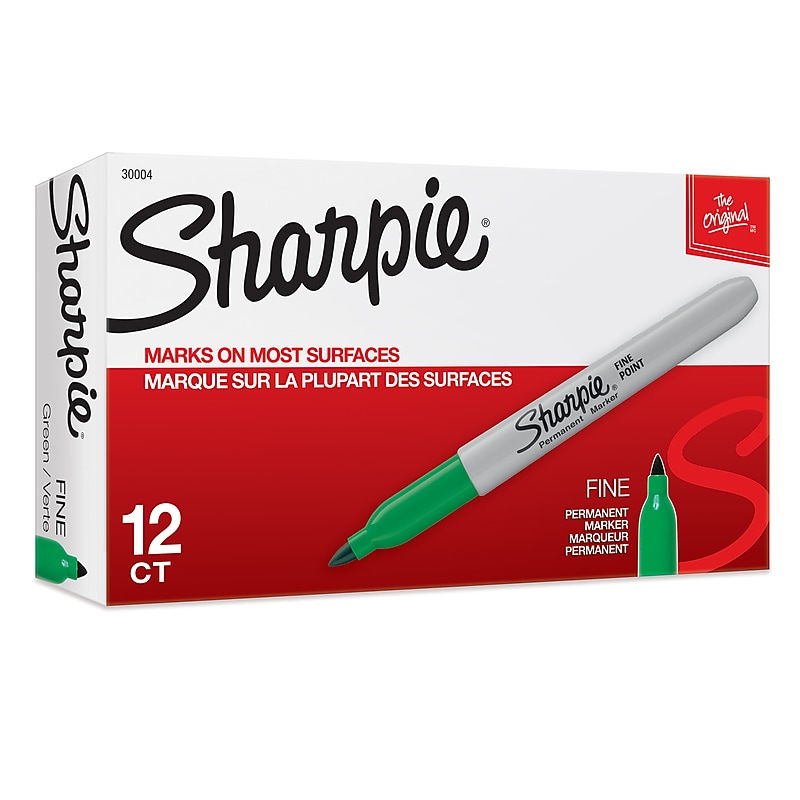 Sharpie Permanent Marker, Fine Point, Green, 12/Pack (SAN30004-12) image 1