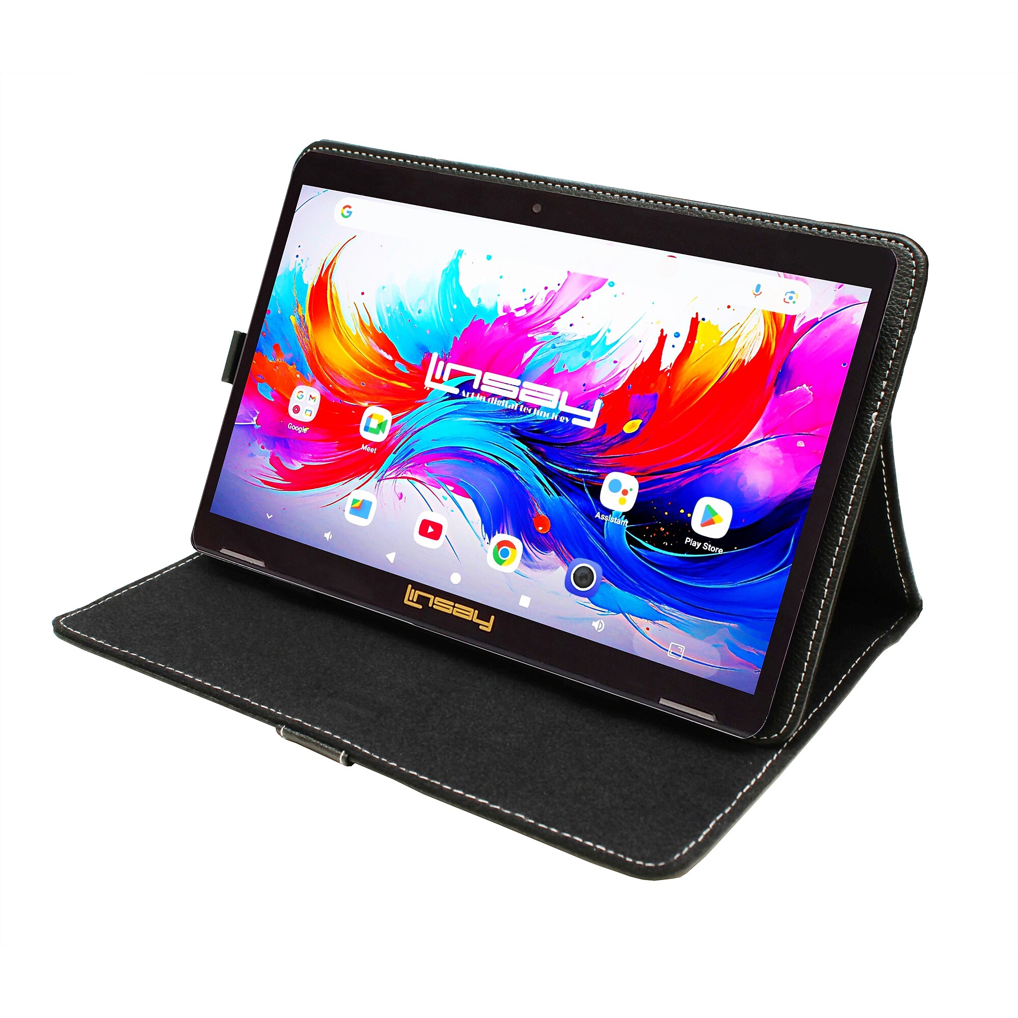 LINSAY F10 Series 10.1″ Tablet, Wi-Fi, Octa Core, 256GB eMMC, Android 15, Black Leather Case (F10IPGBLACKPLUS) Sansujyuku sansujyuku.com