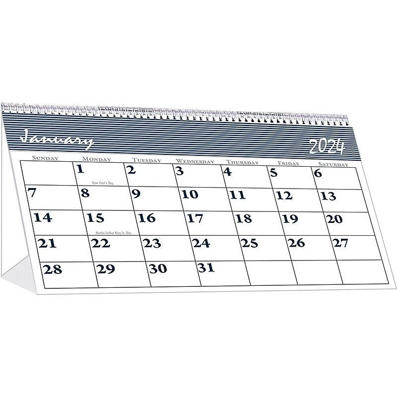 2024 House of Doolittle Bar Harbor 7" x 4.25" Monthly Desk Calendar, Wedgwood Blue/Gray (3679-24) image 1