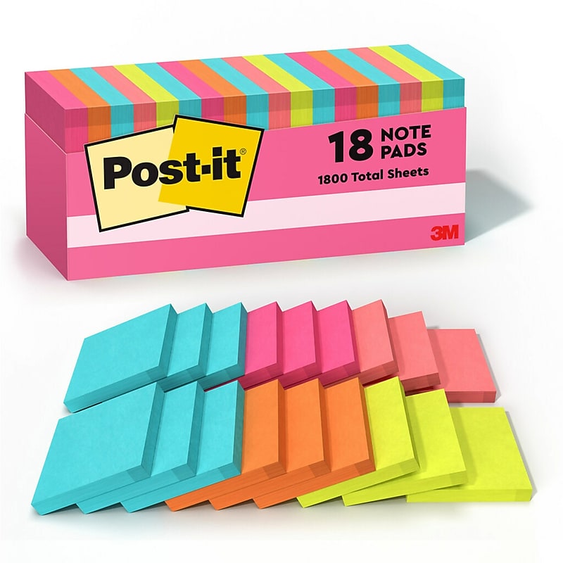 Post-it Notes, 3" x 3", Poptimistic Collection, 100 Sheet/Pad, 18 Pads/Pack (65418CTCP) image 1